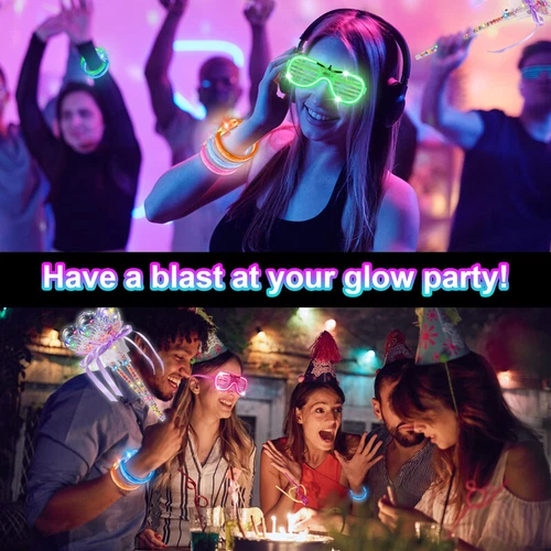 26PCS Glow in the Dark Party Supplies LED Light Up Toys Wand Glasses Bracelets - Picture 3 of 5