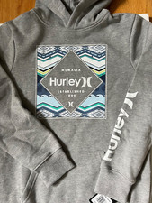Hurley Graphic Logo Hoodie Boys' Large Carbon Heather Gray NWT