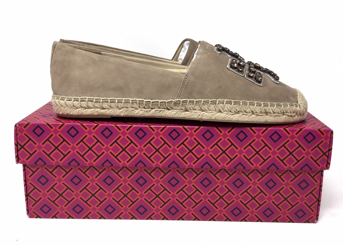 【TORY BURCH】ビジュー ESPADRILL 在庫確認願います Tory Burch Embellished Espadrille Suede Jewel Almond Flour