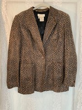 Escada By Margaretha Ley Vintage Suede Leather Jacket Leopard 38