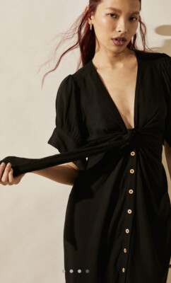 ruched button down midi dress Ruched Shoulder Button Down Midi Dress dripsen.com