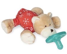 WubbaNub Red Pajama Bear Pacifier Plush BPA-Free 0-6 Months Silicone