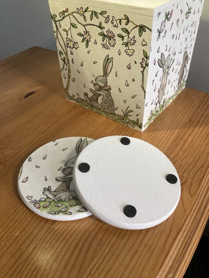 Wooden MDF tissue Box Cover Set With 2 Matching Coasters Ideal For A Nursery NEW - Image 4 of 4