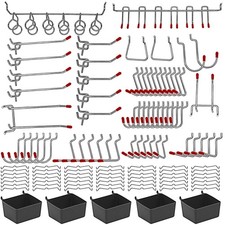 114 pcs Pegboard Hooks Assortment with Metal Hooks Sets, Pegboard Bins, Peg L...