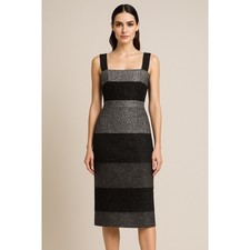 Dolce & Gabbana Metallic Jacquard Floral Texture Sheath Dress Italy Sz 40 US 4-6