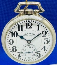 Illinois Bunn Special Elinvar 21J 60 Hour Type IIE 14K White GF Pocket Watch