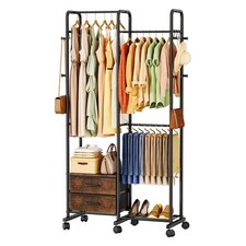 SWTYMIKI Rolling Clothing Garment Rack - Portable Freestanding Clothes Racks ...