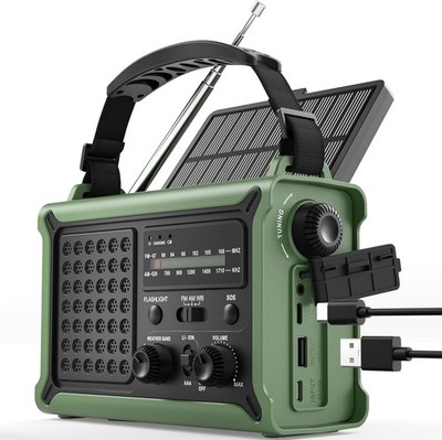 Notfallradio Solar Kurbelradio 12000mAh Powerbank AM/FM SOS Camping