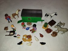 PLAYMOBIL CAMPAGNE FERME ROULOTTE AUX ANES ET POULES