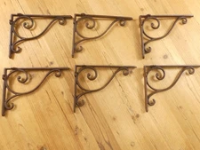 6 Antique Style Shelf Brace Wall Bracket Cast Iron Brackets Corbels Plant Hook