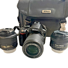 Nikon D3300 DSLR Camera Black with 18-55mm, 55-200mm VR Lenses & 50mm lens