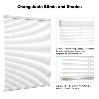 CUSTOM CUT Corded Mini Blind Window Blinds 1  Vinyl Horizontal Blinds-3colors