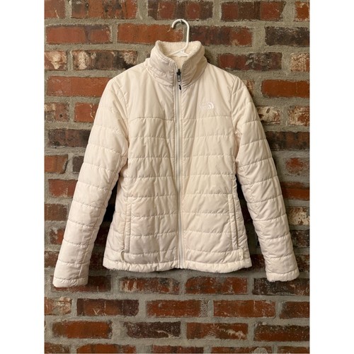 J43 -The North Face Reversible Light Cream Quilted Insulated Puffer Jacket