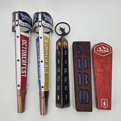 Beer Tap Handles Lot of 5 Bar Decor Samuel Adams Shadow Puppet Alpine Draft Nubo