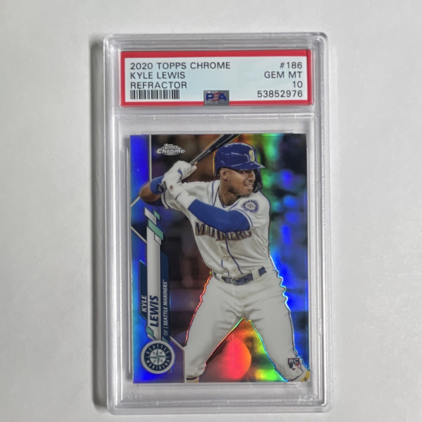 Topps Chrome 2020 Refractor Rookie Kyle Lewis #186 PSA 10 Seattle Mariners