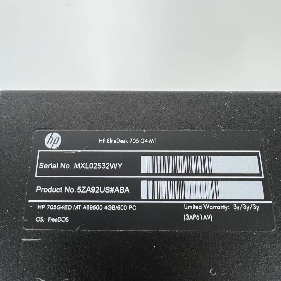 HP EliteDesk 705 G4 MT Desktop PC AMD A6 Pro 512GB SSD 8GB RAM Untested - Image 3 of 4