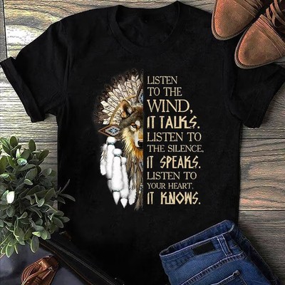 Listen To The Wind Eagle Native American Style Comfort Tee