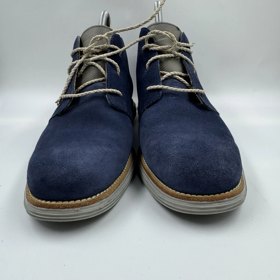 Bota Chukka Cole Haan Lunargrand Para Hombre Talla 11M Azul Gamuza Cuero Con Cordones Foto 4 de 4