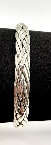 Mexico Taxco Sterling Silver / 925 Braided Cuff Bracelet - Picture 3 of 8