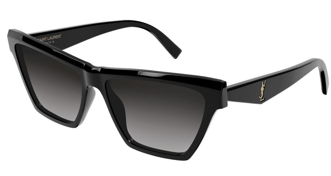 Occhiali da sole Saint Laurent SL M103 001 occhio di gatto nero 58 mm lenti sfumate grigie