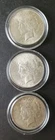 1923, 1923, and 1925 $1 Peace Silver Dollars in Capsules