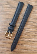 12mm VINTAGE APOLLO ANTIQUE CALF LEATHER STITCHED BLUE WATCH STRAP GOLD BUCKLE