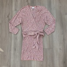 SAYLOR midge dress V neck ties at waist large in rainbow rib pink orange Boho