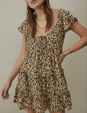 UO Urban Outfitters Mini Tunic Dress size M Ditsy Floral Boho Multicolor Short S