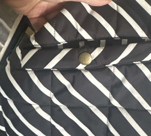 Gilet donna Gap nero bianco S trapuntato zip davanti casual a righe giacca smanicata - Foto 7 di 9