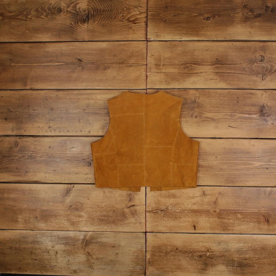 Chaleco Vintage Máxima Cuero L Años 90 Gamuza Beige Mujer Foto 2 de 4