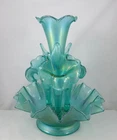 Fenton 7601 SS Stiegel Green Stretch Large 5 Pc Epergne 1994