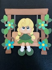 SUMMER Swinging Girl- Blonde premade paper piecing scrapbook diecut 3D