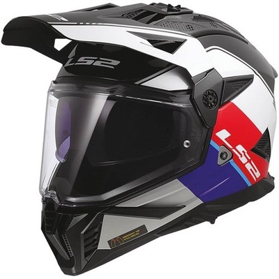 LS2 Blaze II Rally Dual Sport Helmet | Black/White/Red/Blue | DOT ; ECE 22-06