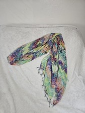 Lightweight Scarf Multi Color Glitter Tassles G 