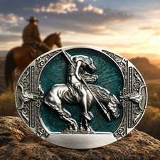 End of Trail Native American Warrior Horse Enamel Metal Belt Buckle
