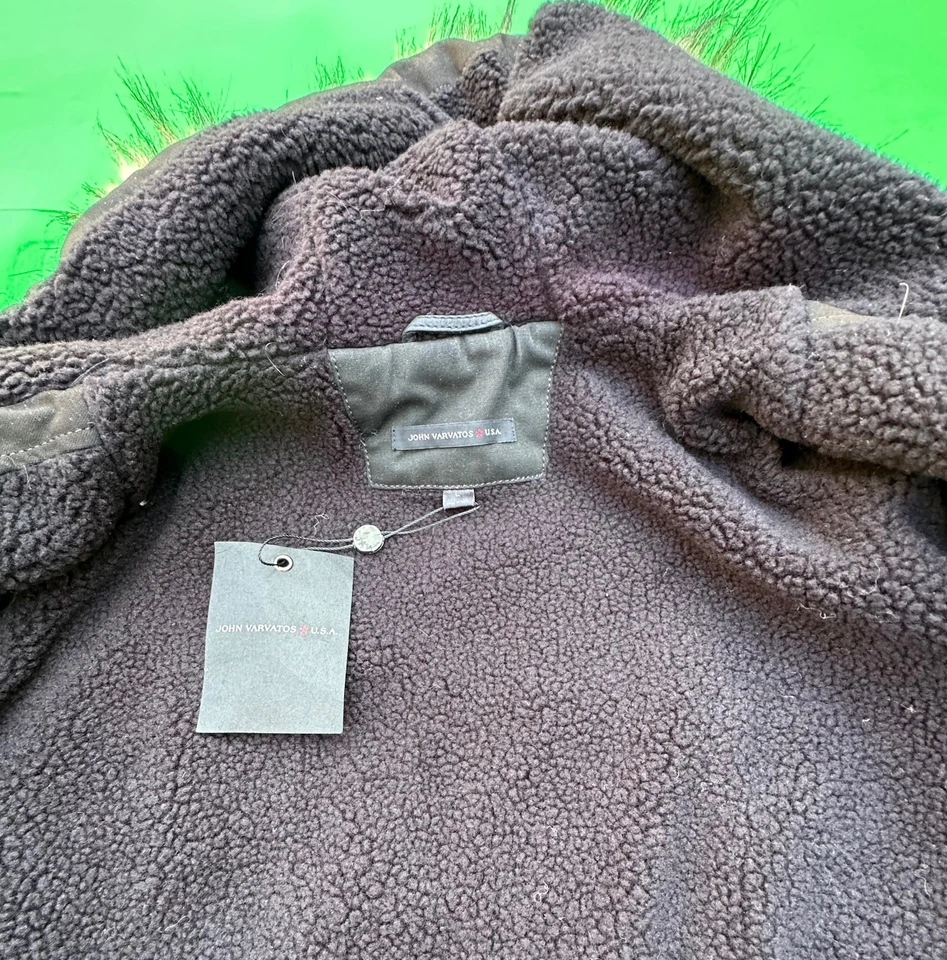 Chaqueta con capucha de cuero para hombre John Varvatos talla L. Foto 4 de 4