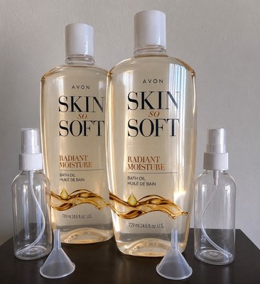 Avon Skin So Soft Radiant Moisture Oil XL 24.6 oz (Pack of 2) + (2) 2-oz Sprays