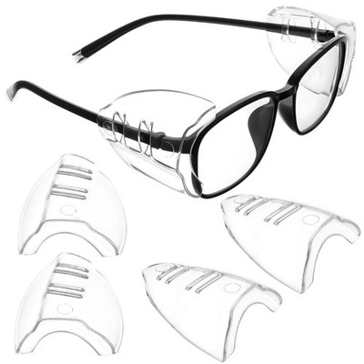 Glasses Side Shields for Glasses, Flexible Slip on Eye Protection  Fits S to L