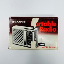 Vintage Sanyo RP1250 AM Portable Radio Cream Silver Handheld Pocket Radio Boxed