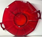 IMPERIAL GLASS Depression Era Ruby Red Handled Plate "Molly" Pattern Vtg. #725