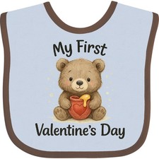 Inktastic My First Valentine's Day Teddy Bear Baby Bib Cute Clothing Infant