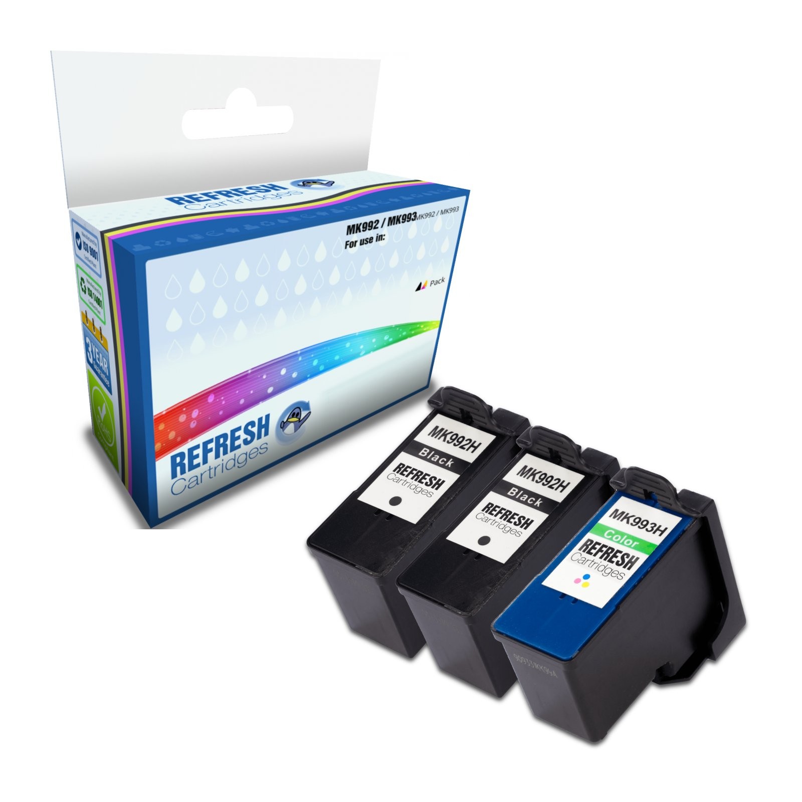 Refresh Cartridges Value Pack 2xMK992/1xMK993 Ink Compatible With Dell Printers