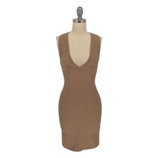30074 Babaton Knit Bodycon Sweater Dress Tan size XSmall fall preppy sexy
