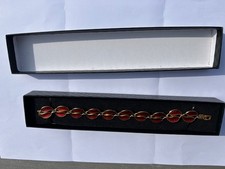 David Andersen Vintage Silver and Red Enamelled Double Leaf Bracelet