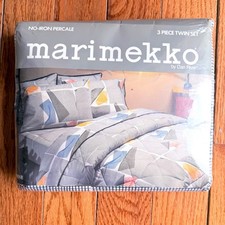 Vintage Marimekko Dan River Sine 3 Piece Twin Flat  Fitted Sheet Pillowcase Set