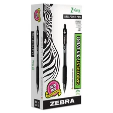 Zebra Z-Grip 1.0mm Black Ink Ballpoint Pens – Bulk Lot 12-Pack (Model 22210)