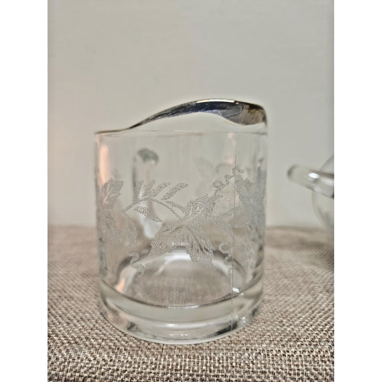 Bartlett Collins Glass Creamer Sugar Set Gold Rim Frosted Grape 1940s ...