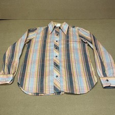 Vintage Wrangler Shirt Womens 11/12 Plaid Multicolor Button Front Made USA 70s