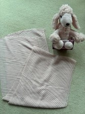 Huggable Poodle Heatie with microwaveable heat pack and pale pink scarf. New