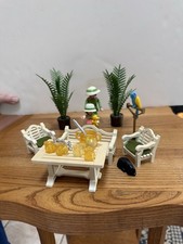 Vintage Playmobil 5323 Patio Set Plants Child Parrot Victorian Dollhouse Mansion